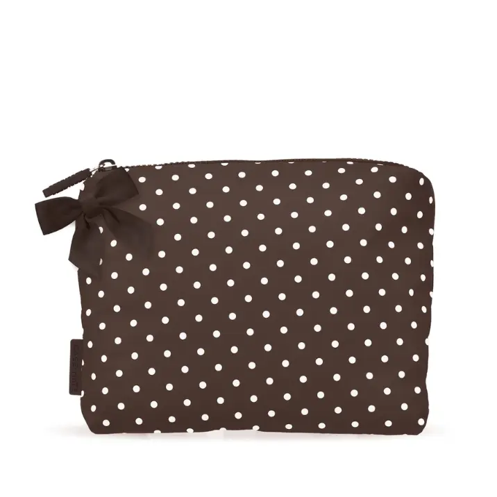Crinkle Makeup Bag Waterproof Cosmetic Pouch for Women, Beach Trip & Travel Organizer with Zipper Closure and Statement Bow - Holds Sunscreen, Wet Swimsuit, Phone, Wallet, Sandproof
