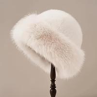 Faux fur hat for women-milk tea color