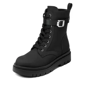 Dream Pairs Platform Lace-Up Lug-Sole Combat Boots – Padded Collar, Chunky Grip Heel, All-Day Comfort