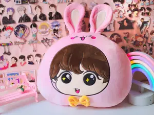 Kookie Plushie | Jungkookie Plushie | Soft PP Cotton Plushie with Embroidered Details for Cozy Cuddling and Decorative Use