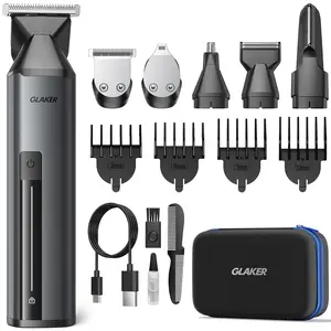 GLAKER 6 in 1 Beard Trimmer for Men, Electric Razor, For Mustache/Body/Nose/Ear/Hair, Waterproof, Cordless Grooming Kit, Gift for Him - 5136