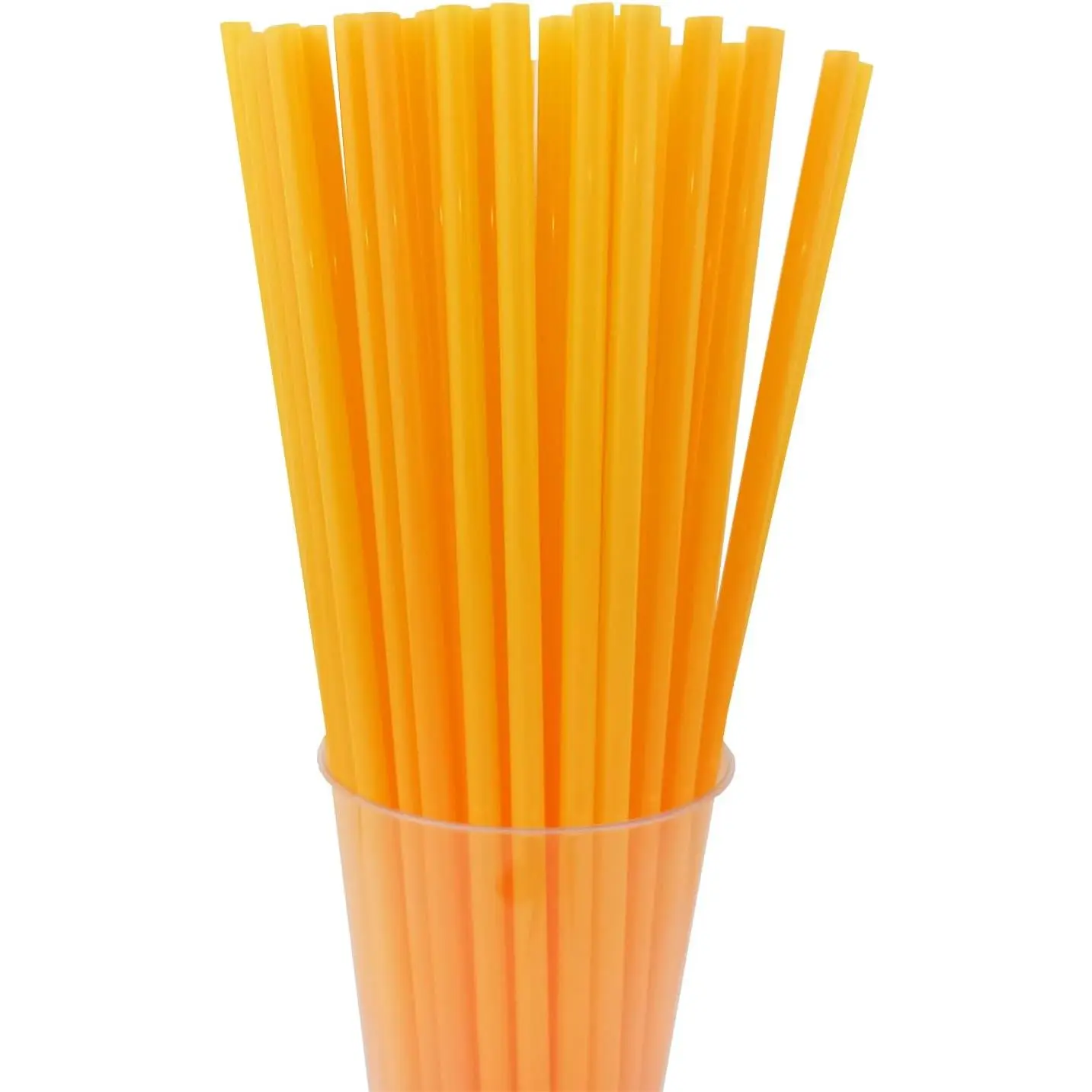 200 count 10.2 Inches Disposable Decorative Orange Plastic Straws for Birthday Wedding  Party Supplies (0.23 * 10.2inch) (Orange)