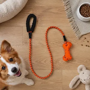 1 Pc ETPU Dog Rope Toy Bone Shape Interactive Chew Toy Durable Tug Toy Bite Resistant Teeth Cleaning Outdoor Training Indoor Playing Fetch Game Backyard Park Beach Puppy Teething Daily Entertainment Pet Bonding Playtime for Small Medium Large Dogs
