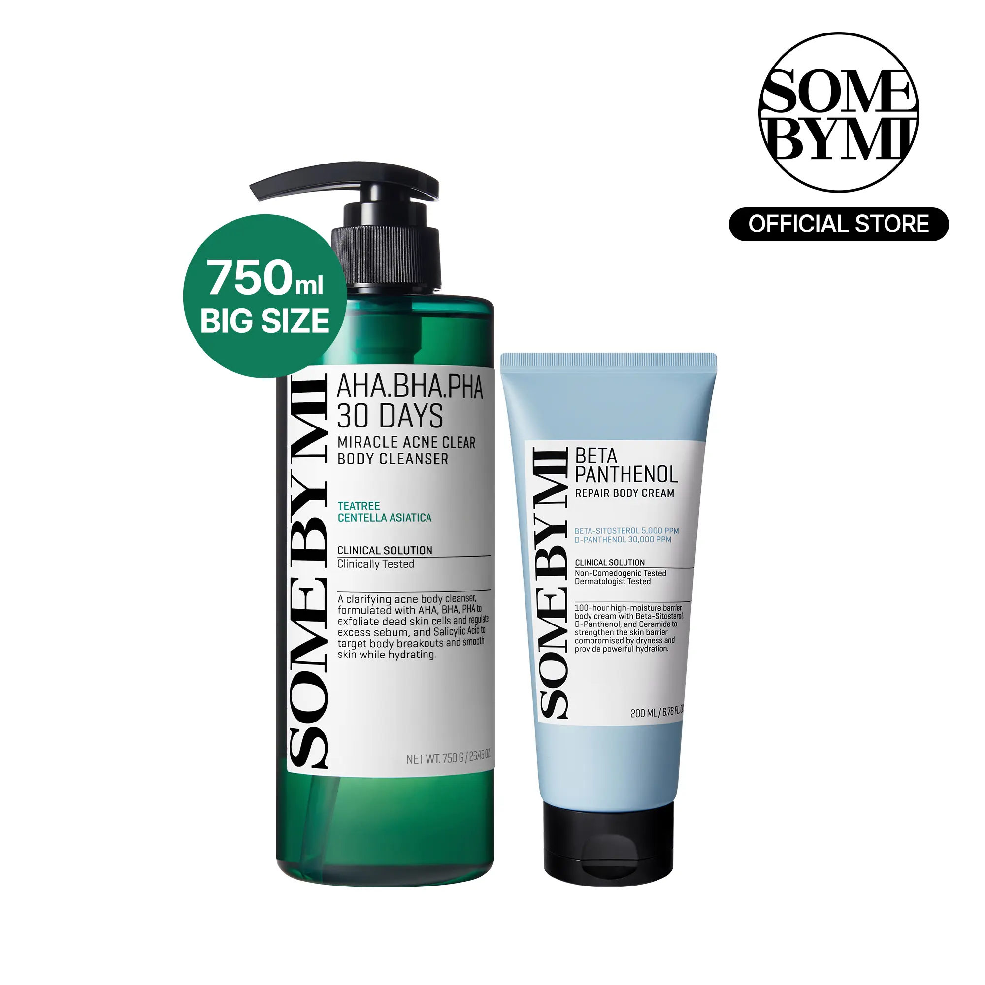 Korean Body Care Set - Korean Skincare - Salicylic Acid Acne Body Wash & Ceramide Cream Duo to Treat Back Acne, Body Odor Control & Rough Bumpy Skin