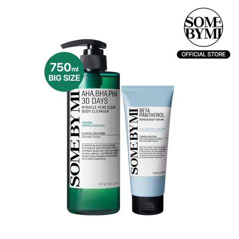 Korean Body Care Set - Korean Skincare - Salicylic Acid Acne Body Wash & Ceramide Cream Duo to Treat Back Acne, Body Odor Control & Rough Bumpy Skin