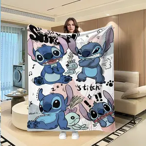 Stitch Graffiti Flannel Blanket, Cute Cartoon Design, Cozy Blanket Throw, Warm Daily Use Throw, Creative Digital Print, Perfect Gift for Valentine's Day