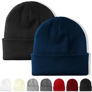 2 Packs Beanie for Men Women Winter Hats for Mens Beanie Cuffed Knit Beanies Skull Cap