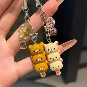 Cute Bear Phone Charms Pendant Kawaii Anime Keychain Accessories For Keys Schoolbag iPhone 17Promax Airpods Korea Y2K Stylish Bear Design