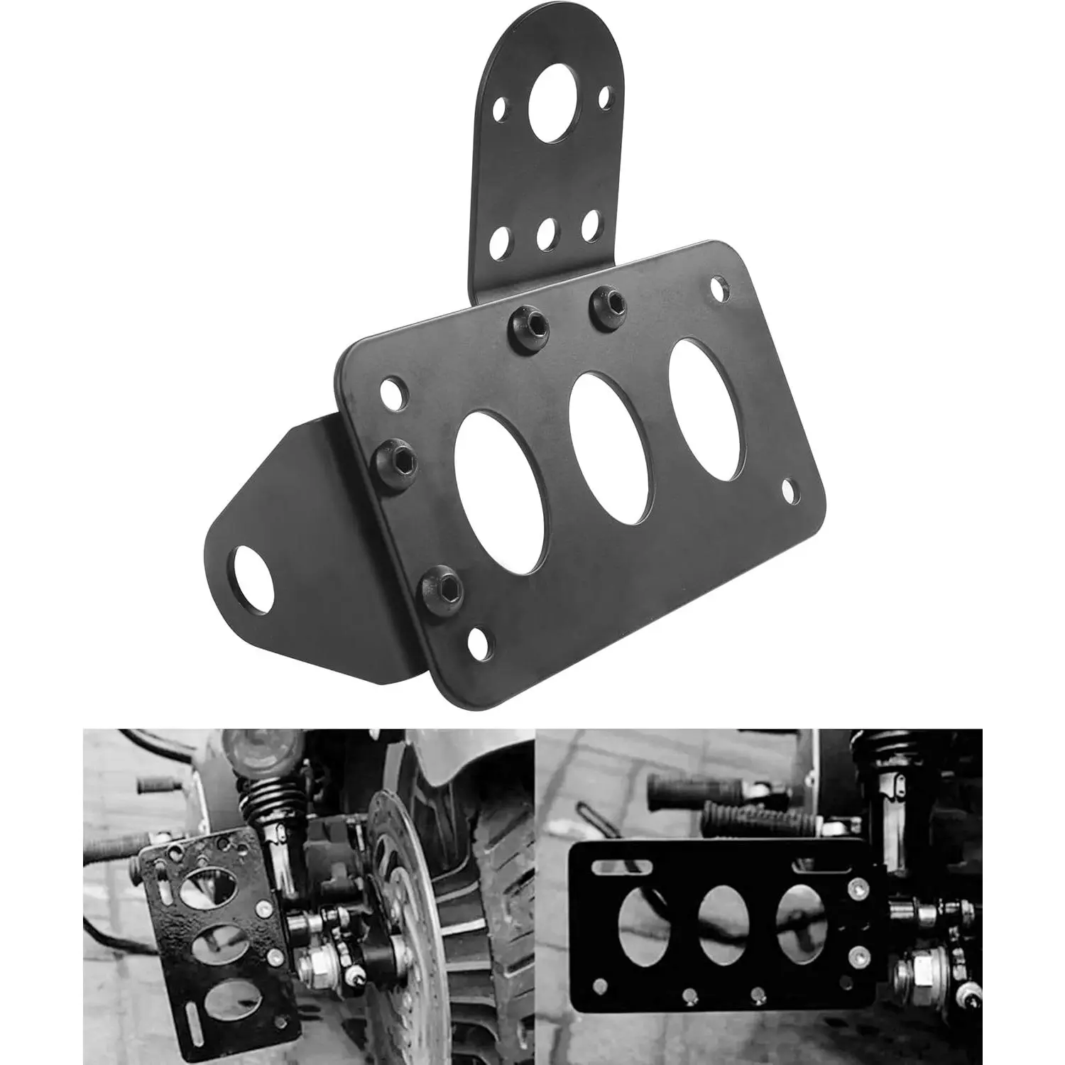 SCUARI Motorcycle License Plate Bracket,Car Accessories Motorcycle License Plate Holder,Motorcycle Side Mount License Plate Bracket,Horizontal Vertical License Plate Mount,Fits Most Motorcycle Bikes