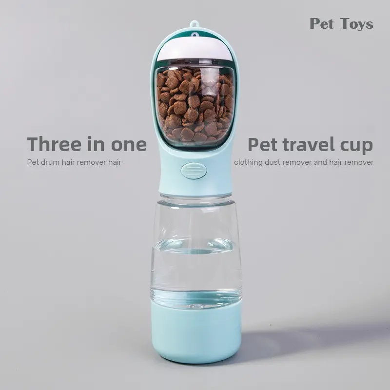 Portable Lightweight and Compact Plastic Pet Hydration Aid - 3-in-1 Dog Travel Cup, Kettle, Cat Bowl with Hair Removal, Dust Removal Functions, Pet Feeding Accessory