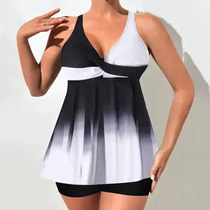 Colorful Printed Loose-Fit Plus Size Conservative Swimsuit KA-P627-01