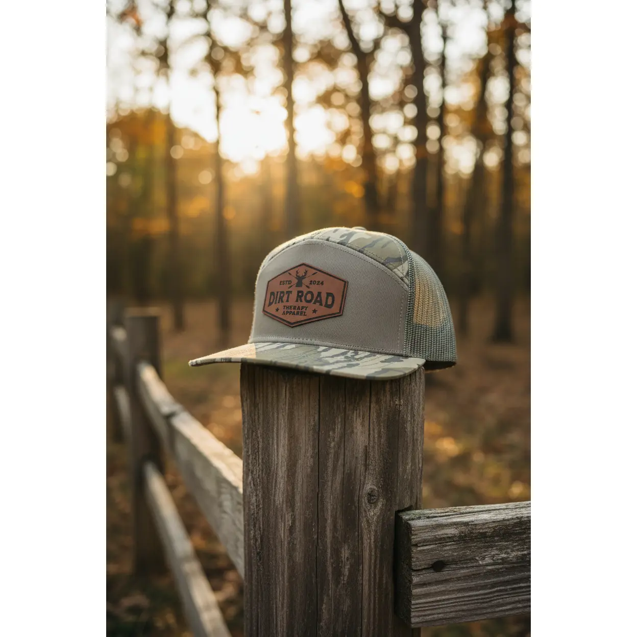 Mossy Oak original bottomland 7 panel flat bill patch hat