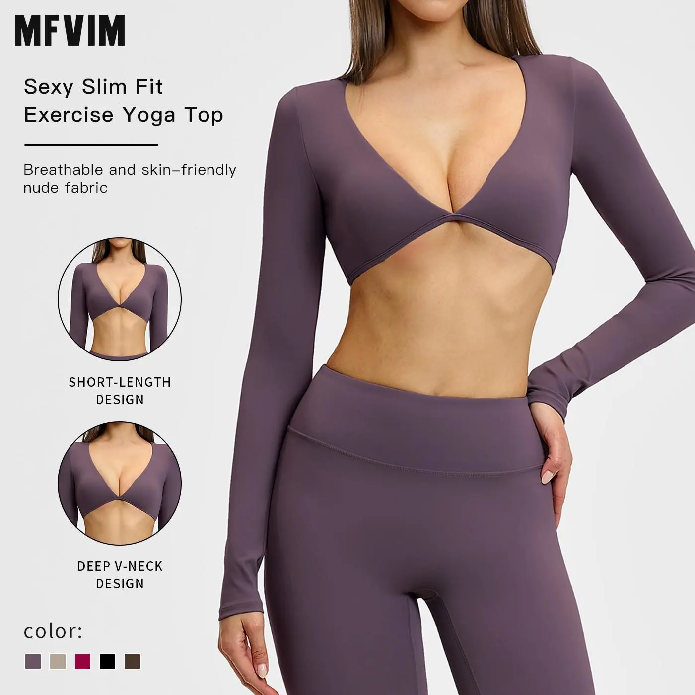 MFVIM Women’s Long-Sleeve V-Neck Fitness Exercise Wear, Sporty Sports Top for Gym Pilates, All-Season Activewear T-Shirt, Sporty Sports Tops,back to school,back to school haul