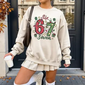 Six Seven Christmas Shirt, Funny 6 7 Holiday Tee, Viral Meme Number Sweatshirt, Xmas Lights Gift, TikTok Trend Hoodie