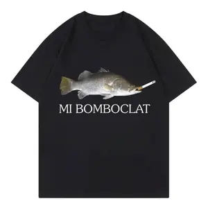 Funny Bomboclat Fish Meme T-shirt High Street Fashion Trend Short Sleeve T-shirts