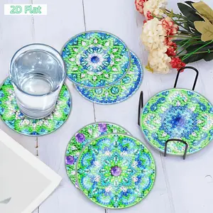 2D FLAT6pcs Set Mandala Theme DIY Diamond Painting Coasters Kits with Holder Diamond Painting Art Coaster Kit Can Be Washed With WaterDIY Diamond Painting Kit for Adults & Beginners, No Skills Needed. Sparkling Art to Brighten Rooms & Perfect Festive Gift