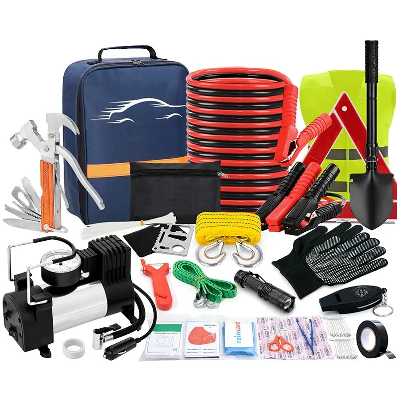 Roadside Emergency Kit -95pcs Of Advanced Heavy-duty Vehicle Roadside Emergency Kit - Jumper, Portable Air Compressor Tow, Multifunctional Hammer Shovel, Etc., Various Gifts for Family And Friends