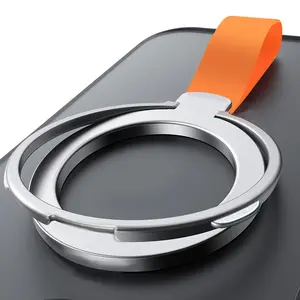 Magnetic Phone Grip Holder Kickstand with Strap, Fits Magsafe Ring, Removable, Universal Smartphone Holder, for iPhone 17 16 15 14 13 12 Pro Max, Samsung, Google