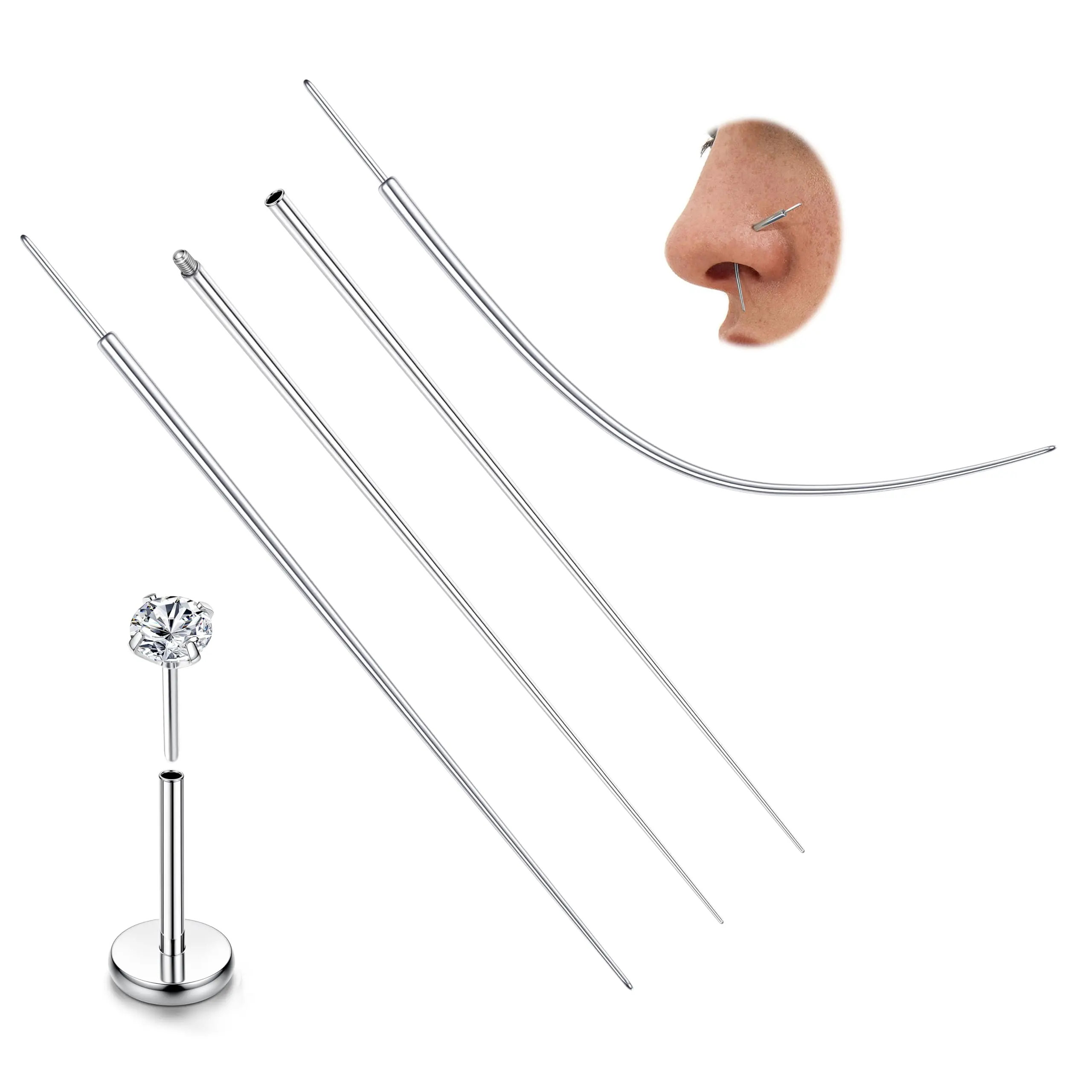 14g/16g/18g/20g Taper Insertion Tool Astm F136 Titanium Threader For Threaded Push In Threadless Labret Tragus Helix Conch Cartilage Earring Lip Nose Studs Changing Stretching Kit Assistant
