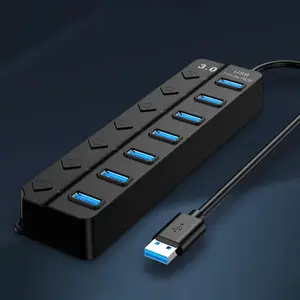 7 Port USB HUB, Multifunctional 7 Port USB Splitter, Universal Independent Switch USB HUB Adapter Usb Extension for Laptop