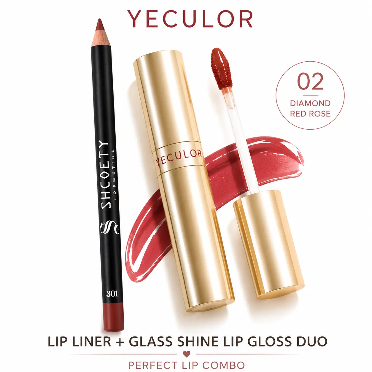 YECULOR Viral Lip Combo Kit, 12 Colors Lip Liner Pencil Set with Glass Shine Lip Gloss, Overlined Fuller Looking Lips Makeup, Clean Girl Makeup Must Have