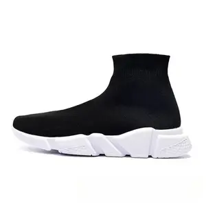 Men's Slip-On Sock Sneakers, Breathable Knit High-Top Casual Walking Shoes, Lightweight Athletic Gym Shoes for All-Day Comfort