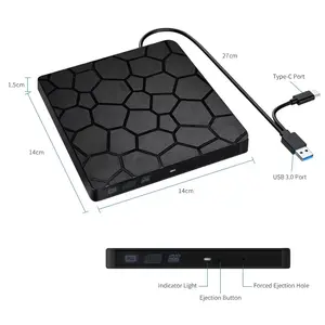 External DVD RW Drive USB 3.0 Type C 2 in 1 Interface Slim DVD CD Writer Burner Reader Player Optical Drive for Laptop PC