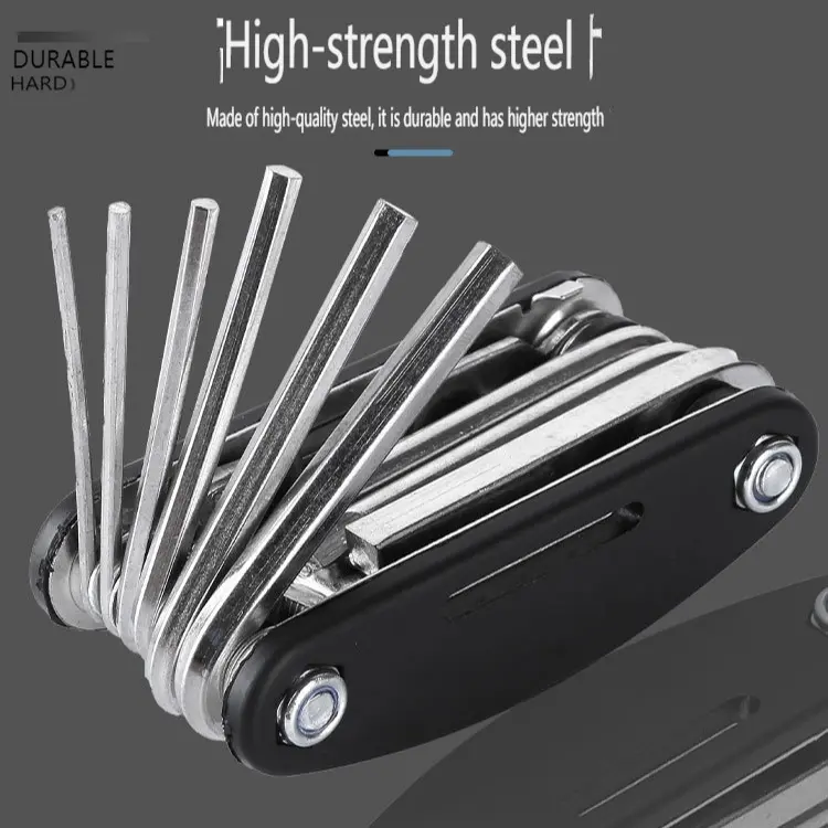 Folding Metric Repair Tool Set Kit - Motorcycle Bike Bicycle Cycling Mechanic Portable Multi Functional Socket Wrenches Adjustable Wrench Set