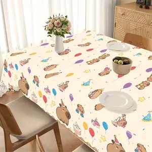 Kapybara Theme Rectangular Disposable Tablecloth, Picnic Table Cover, Oil proof, Decorative Polyethylene, Suitable for Birthday Parties, Weddings, Camping and Catering, Baby showers, Christmas, Halloween
