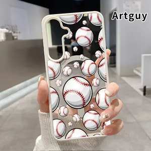 Magnetic Phone Case Compatible with Samsung Galaxy S26 S23 Ultra S24 Plus S25 Edge S22+ FE Baseball Love Acrylic Transparent All Coverage support wireless charging Cell Phone Cover Gift for Girl