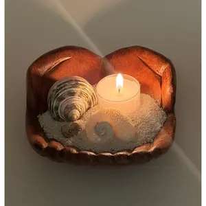 Beach-Themed Tea Light Candle Holder with Seashells DIY Coastal Home Decor