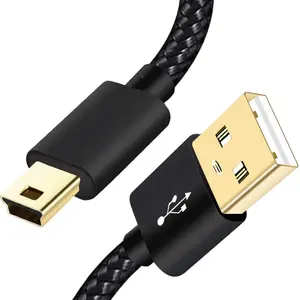 Mini USB Cable Braided 6ft Type A Male to Mini B Cable Data Charging Cord For GoPro Hero 3+,PS3 Controller,MP3 Player,Dash Cam For Garmin Nuvi,Camera Charger For Canon PowerShot Rebel ELPH