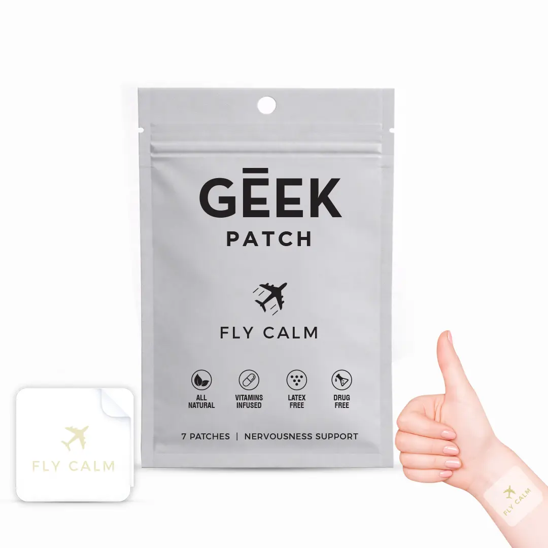 Geek Patch Fly Calm Patch (1 Count, Pack of 7) - Relax Nerves, Support Stress - Natural Ingredients to Support Airplane Stress - Calm Your Fear of Flying Naturally