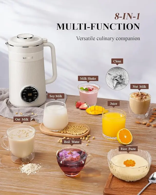 KIDISLE 8-in-1 Multifunctional Nut Milk & Coffee Maker 32oz Auto Clean Delay Start Keep Warm Stainless Steel Black/White Kitchen Appliance Christmas Gift 4