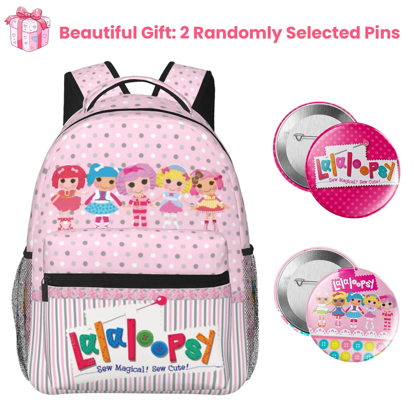 Lalaloopsy Large Capacity Student Backpack We're Lalaloopsy Netflix Organized Daypack  MGA Lalaloopsy Versatile Bag for School, Weekend Trips, Sleepovers & Hiking