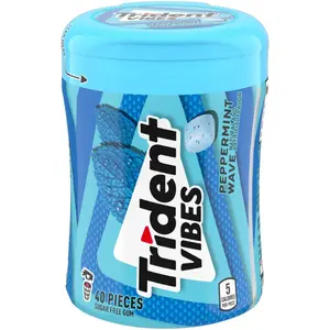 2x Trident Vibes Peppermint Rush Sugar Free Chewing Gum - Fresh Breath Minty Flavor Snack 40ct