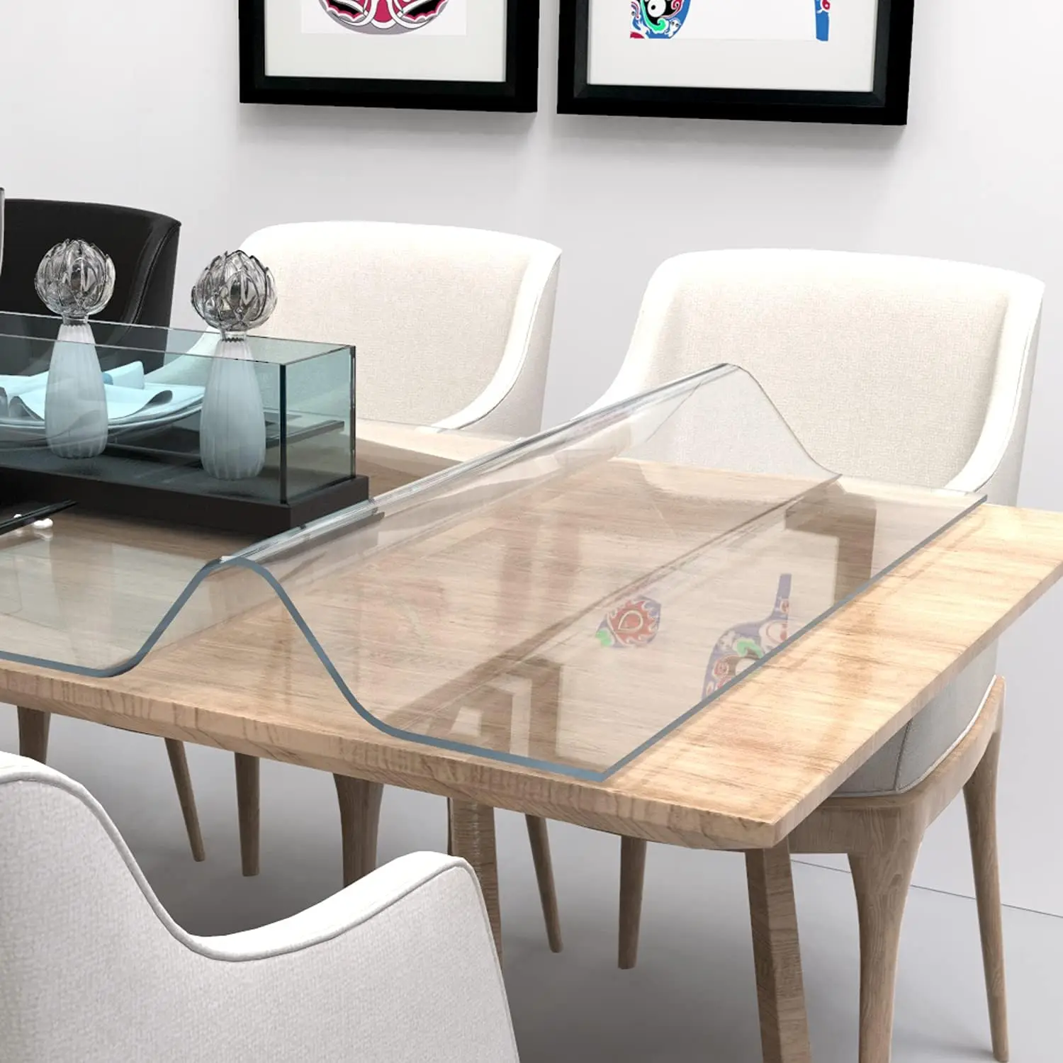 AIMHave Transparent PVC Table Cover 2.0mm Thick High Strength Waterproof Oil-Proof Heat-Resistant Stain-Resistant Tear-Resistant Durable for Dressers Countertops Nightstands & Kitchen Tables #tiktokshop #springglowup plastic cloth summerwins office