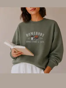 Homebody Bookstore & Cafe Embroidered Sweatshirt, Book Lover Hoodie, Reading Club Crewneck, Cozy Book Club Gift