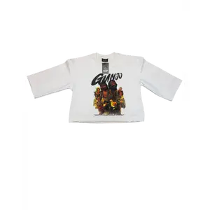 Gunjo Cropped Logo Sweatshirt - White, Long Sleeve, Casual Crewneck, Logo Design, Suitable for Men