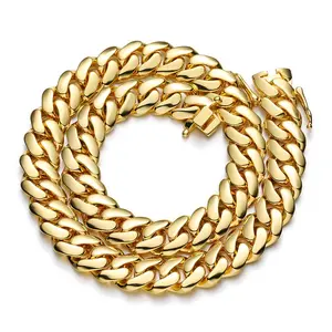 Gold Chain Silver Chain for Men, Cuban Link Chain Necklace 18K Gold Plated Men's Necklaces Hip-Hop  18 20 22 24 26 30 Inch