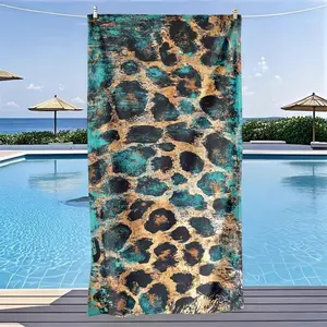 Vintage Leopard Print Beach Towel, Quick-Dry Ultra-Soft Polyester Fiber, Multi-Purpose Yoga Travel Swimming Camping, Large Size