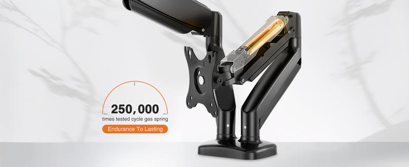 Monitor Stand - Adjustable Desk Mount Arm for 15-27 Inch Monitors, Supports 17.6lbs, Heavy Duty Gas Spring, VESA Bracket Compatible, 75/100 Compatible