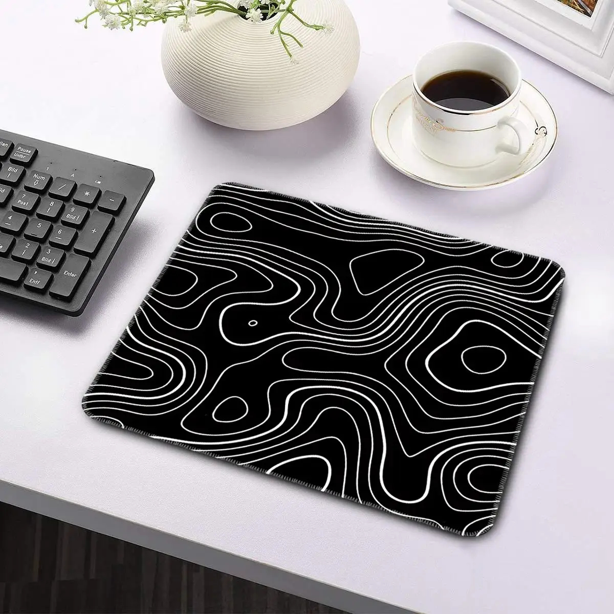 Mouse Pad, 1 Piece Abstract Line Pattern Waterproof Large Mouse Pad, Non-slip Rubber Computer Keyboard Pad, Washable Rectangle Desk Mat for Office Hom