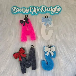 Car Freshie Letter A C M S B K J T with Bow - Freshies for Cars or Small Spaces, All Features with Ribbon Bow, Various Colors Available