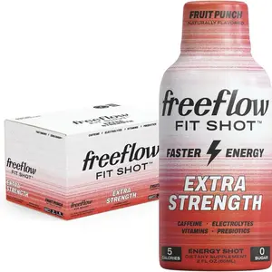 Freeflow Fit, Extra Strength Energy Shot, Fruit Punch - 150mg of Caffeine Per Shot, Zero Calorie, Zero Sugar Energy Shot