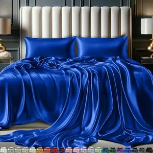 4-Piece Satin Sheet Set Queen Size - 5-Star Hotel Luxury Silky Bed Sheets with Deep Pocket, Elegant Soft & Wrinkle-Free Satin Sheets for All-Season Comfort, Smooth Breathable Bedding Set for Bedroom or Gift