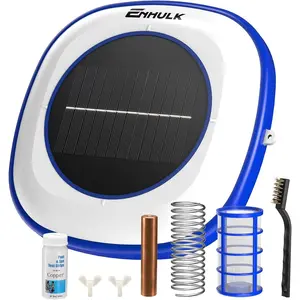 Solar Pool Ionizer, Upgraded Floating Cleaner - Cleans Pools Up to 45,000 Gallons, Ideal for Above Ground, In-Ground Pools, Spas, and Hot Tubs(Blue)