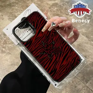 Phone Case for iPhone 15 16 14 Pro Max 13 12 11 XR XS Plus E Red Leopard Print Stars Pattern Matte Military-Grade Drop Protection Silicone Cover Cellphone Protective