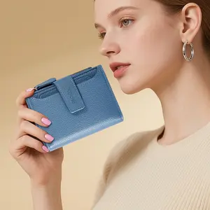 [HolidayHaul Must-Have] Aesthetic Morandi Shades Women Wallet Luxury Pebbled Leather Large Capacity RFID Blocking Slim Clutch