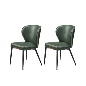 VASAGLE EKHO Collection - Dining Chairs Set of 2, Upholstered Kitchen Chairs, Comfortable Seat, Synthetic Leather with Stitching, Mid-Century Modern, Easy Assembly, with Storage Pocket